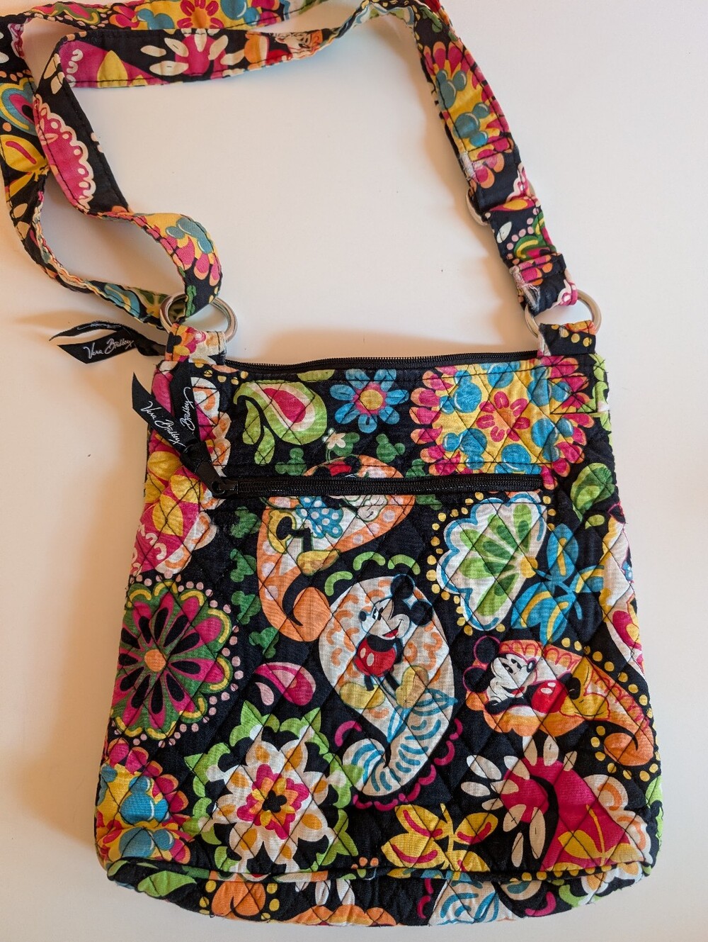 Vera Bradley Disney Mickey & Minnie Floral Quilted Crossbody Hipster Bag